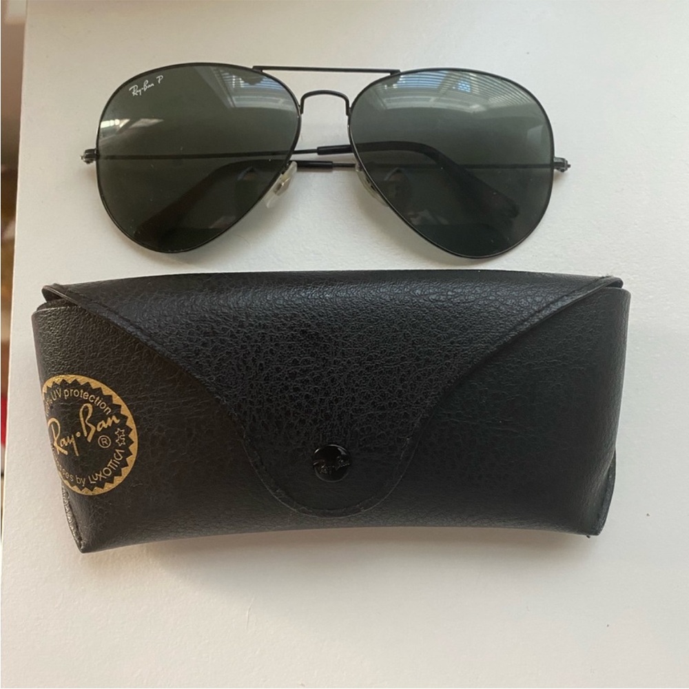 Polarized Aviator Raybans (all black) with case (lightly used)